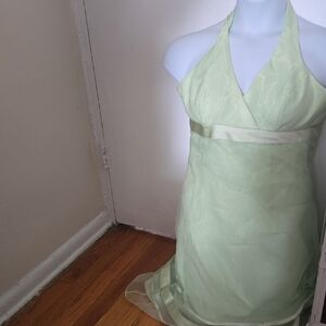 David's Bridal Mint Halter Backless Dress